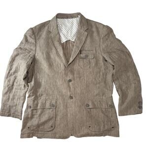 Joseph Abboud 100% Linen Blazer Men’s XL Tan Textured Sport Coat Summer Jacket